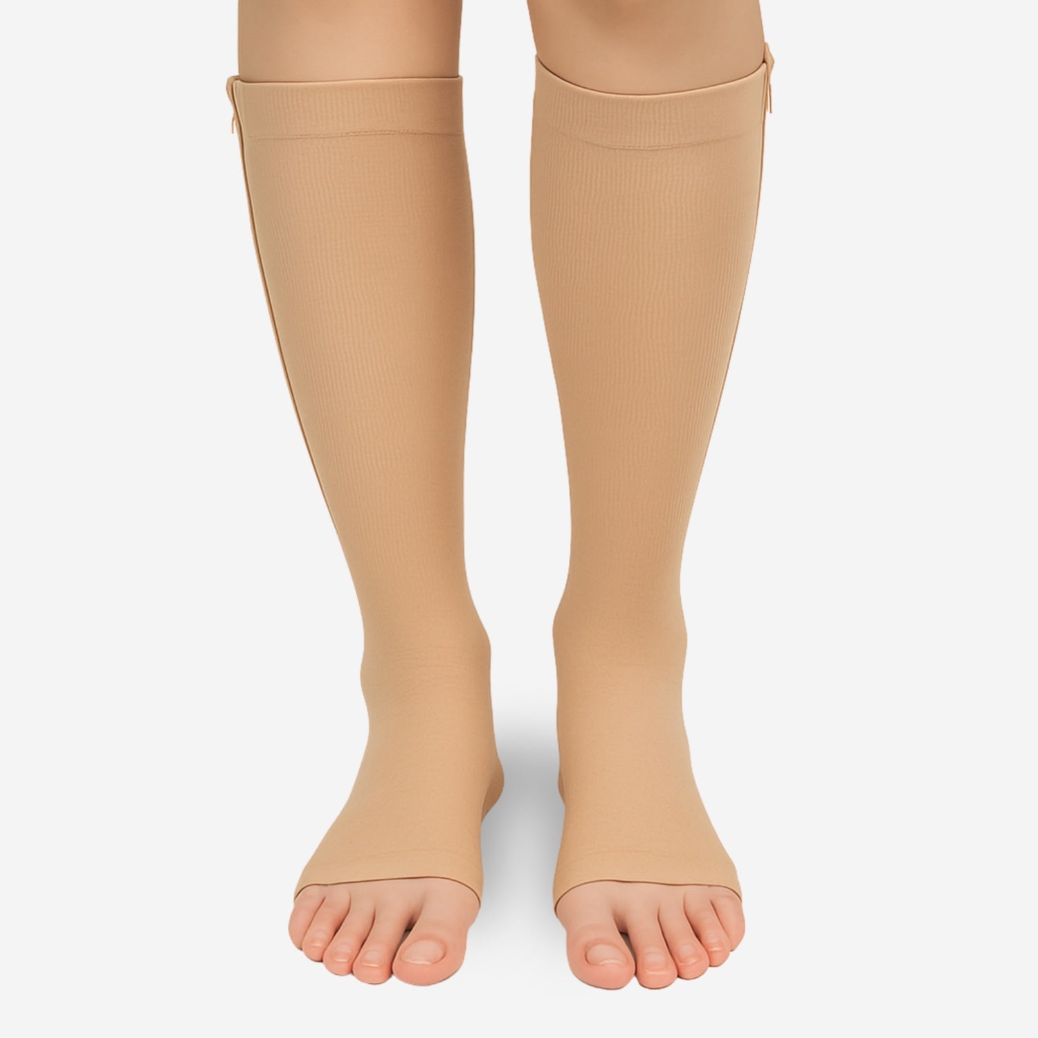 Chaussettes de contention à zip et pieds ouverts classe 2