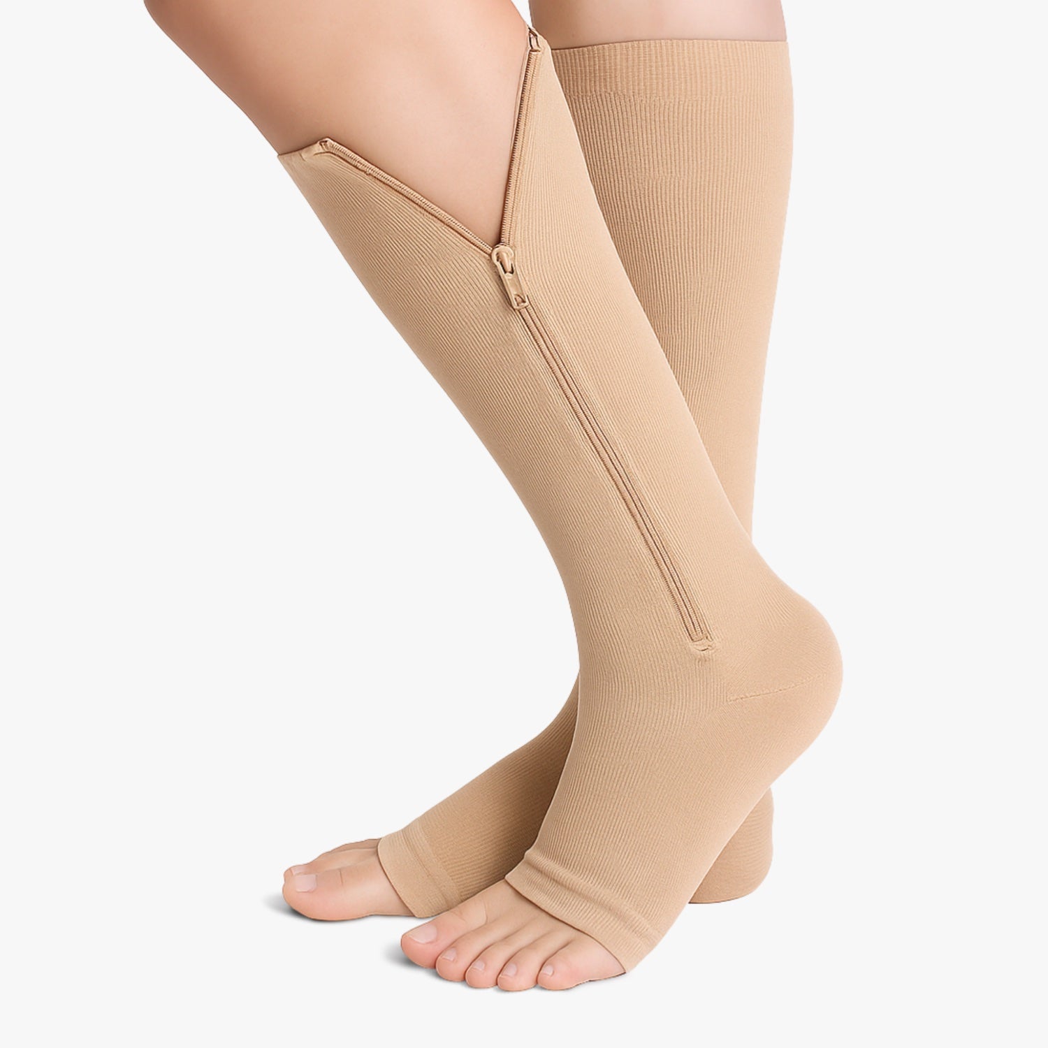 Chaussettes de contention à zip et pieds ouverts classe 2